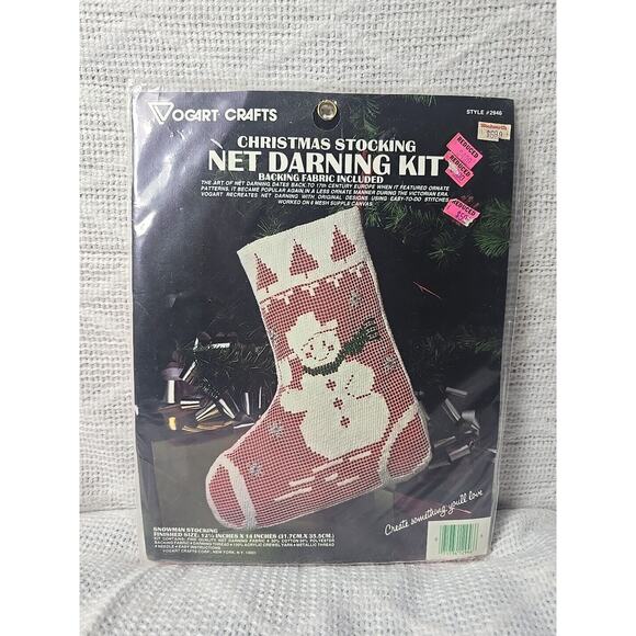 Vintage Vogart Crafts Christmas Stocking Net Darning Kit Snowman Style 2946 - Picture 1 of 5